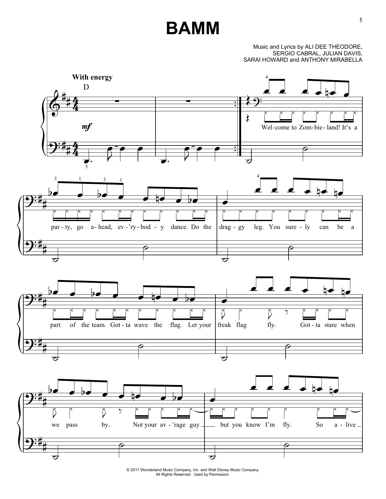 Sarai Howard Bamm (from Disney's Zombies) Sheet Music Notes & Chords for Easy Piano - Download or Print PDF