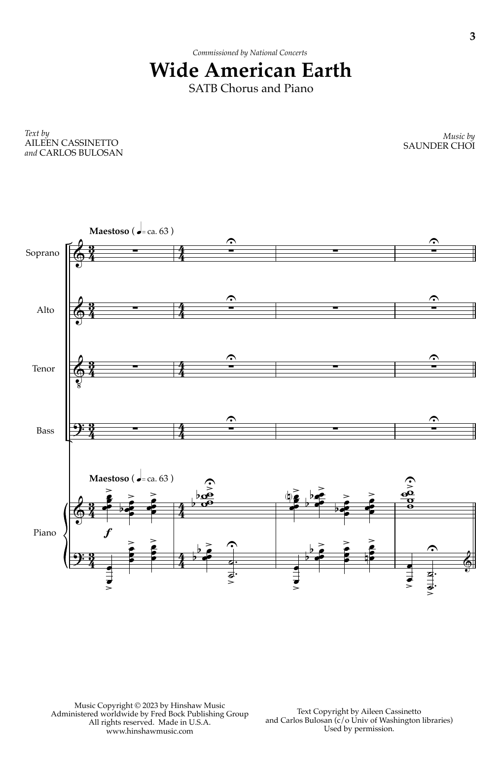 Saunder Choi Wide American Earth Sheet Music Notes & Chords for SATB Choir - Download or Print PDF