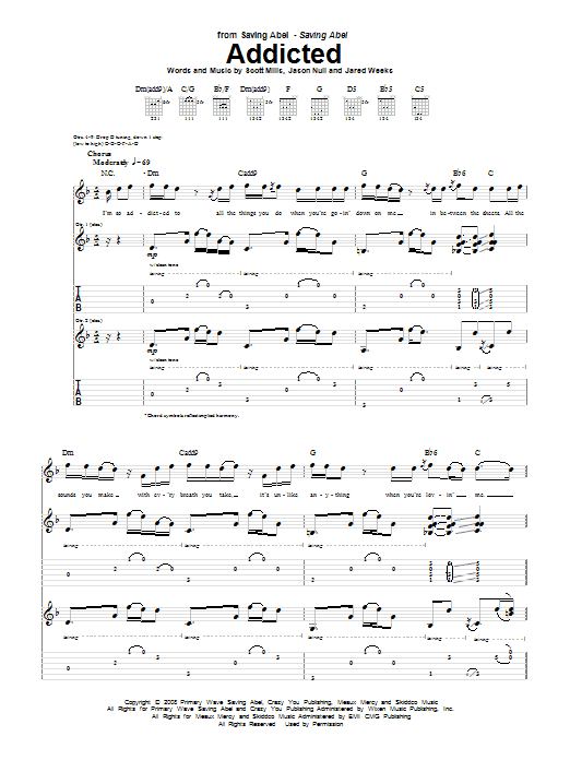 Saving Abel Addicted Sheet Music Notes & Chords for Guitar Tab - Download or Print PDF