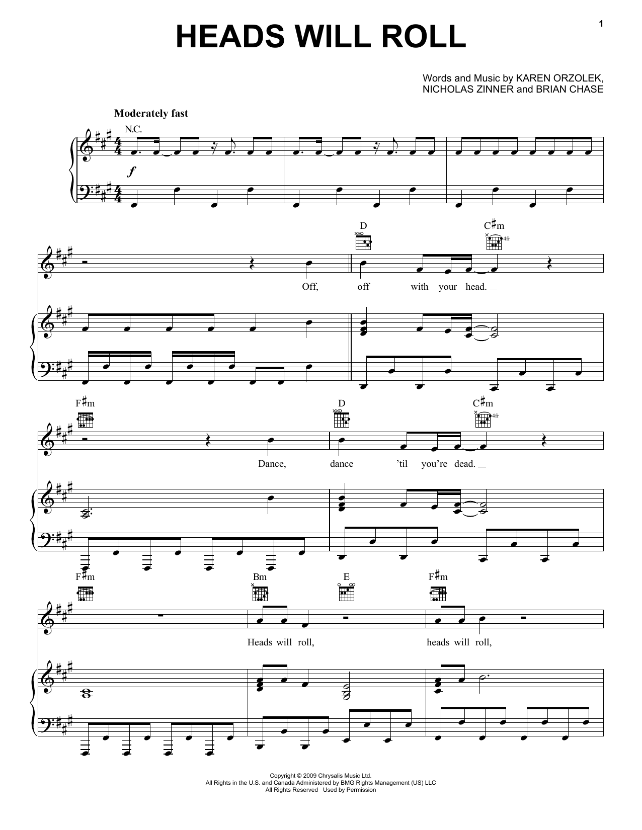 Scarlett Johansson Heads Will Roll (from Sing 2) Sheet Music Notes & Chords for Piano, Vocal & Guitar Chords (Right-Hand Melody) - Download or Print PDF