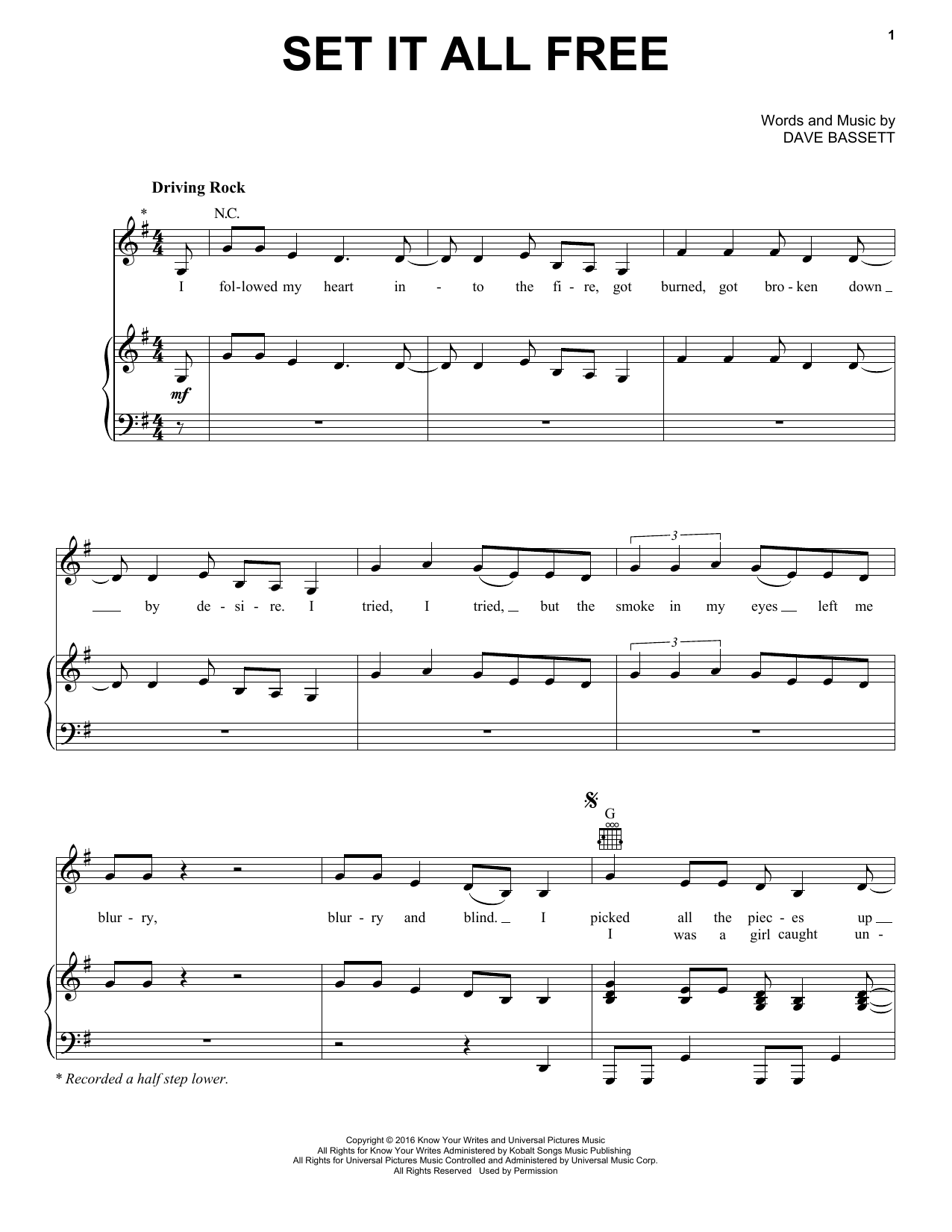 Scarlett Johansson Set It All Free Sheet Music Notes & Chords for Piano, Vocal & Guitar (Right-Hand Melody) - Download or Print PDF