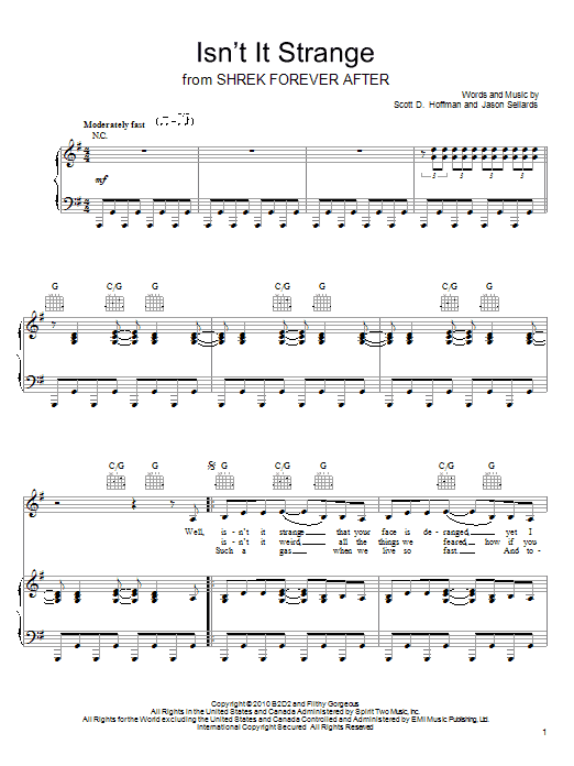 Scissor Sisters Isn't It Strange Sheet Music Notes & Chords for Piano, Vocal & Guitar (Right-Hand Melody) - Download or Print PDF