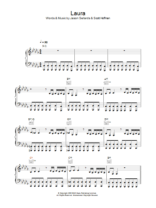 Scissor Sisters Laura Sheet Music Notes & Chords for Piano, Vocal & Guitar (Right-Hand Melody) - Download or Print PDF