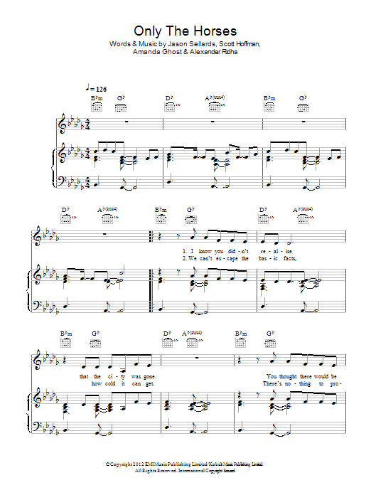 Scissor Sisters Only The Horses Sheet Music Notes & Chords for Piano, Vocal & Guitar (Right-Hand Melody) - Download or Print PDF