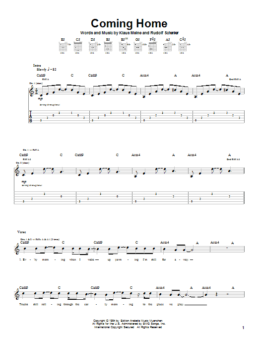 Scorpions Coming Home Sheet Music Notes & Chords for Guitar Tab - Download or Print PDF