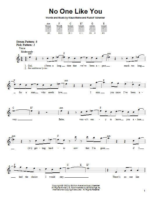 Scorpions No One Like You Sheet Music Notes & Chords for Bass Guitar Tab - Download or Print PDF