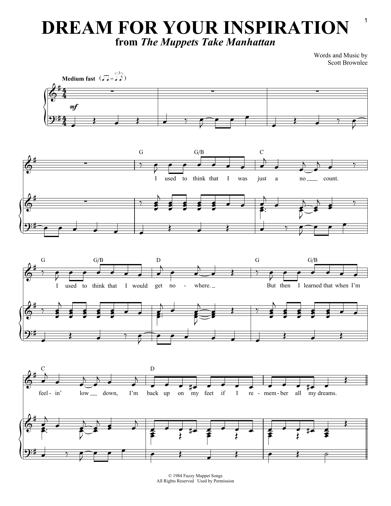 Scott Brownlee Dream For Your Inspiration Sheet Music Notes & Chords for Piano & Vocal - Download or Print PDF