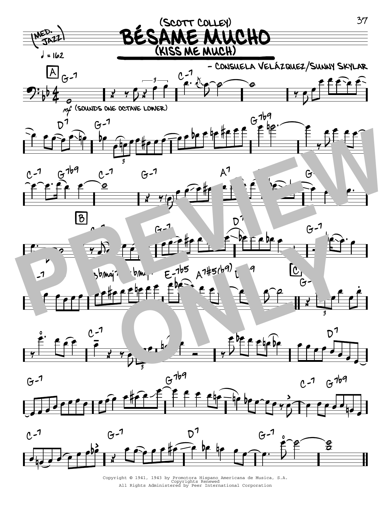 Scott Colley Bésame Mucho (Kiss Me Much) (solo only) Sheet Music Notes & Chords for Real Book – Melody & Chords - Download or Print PDF