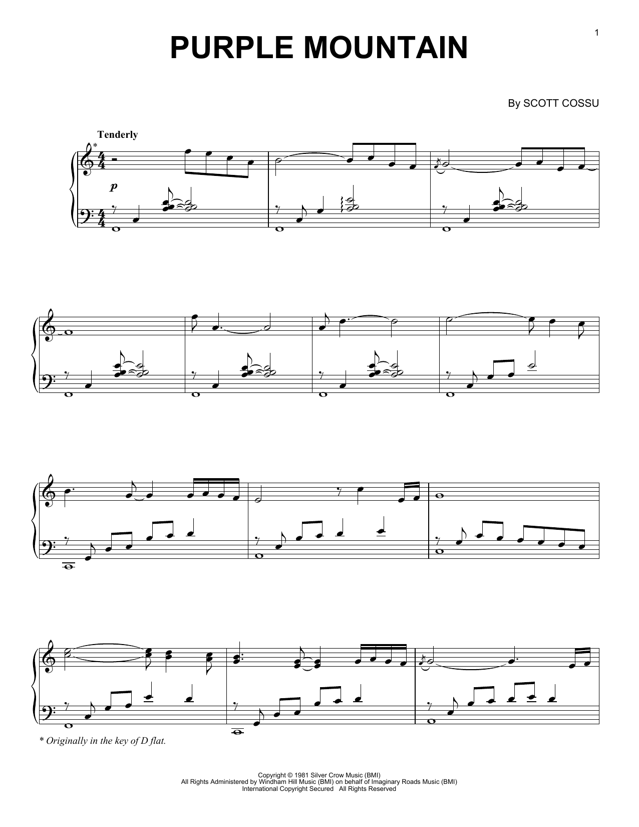 Scott Cossu Purple Mountain Sheet Music Notes & Chords for Piano Solo - Download or Print PDF
