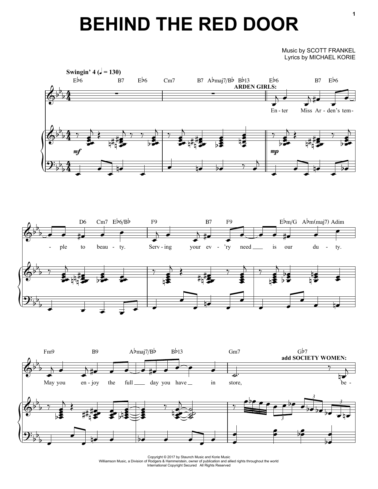 Scott Frankel & Michael Korie Behind The Red Door Sheet Music Notes & Chords for Piano & Vocal - Download or Print PDF