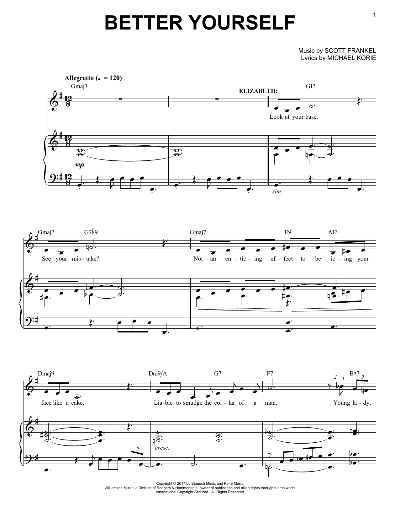 Scott Frankel & Michael Korie Better Yourself Sheet Music Notes & Chords for Piano & Vocal - Download or Print PDF