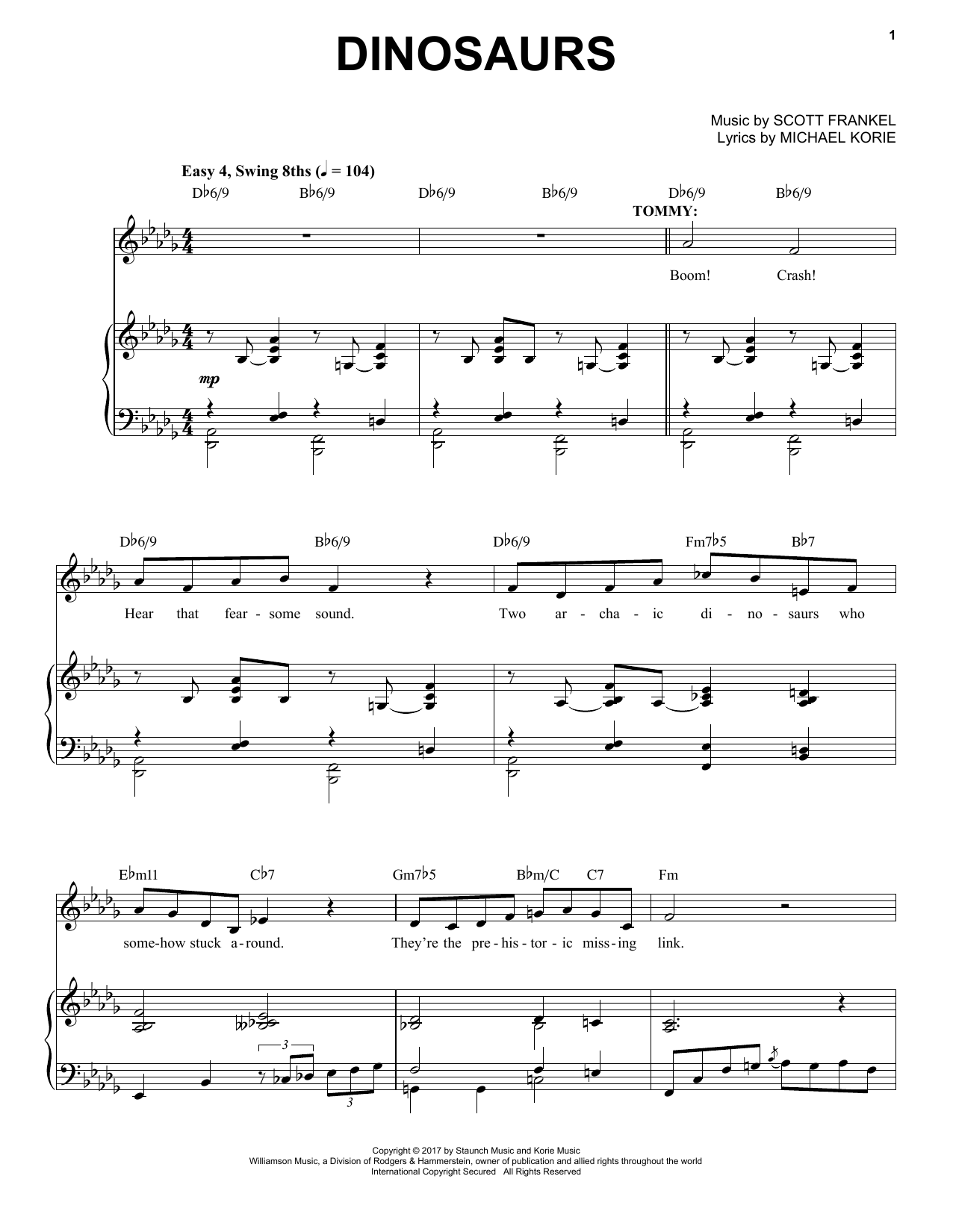 Scott Frankel & Michael Korie Dinosaurs Sheet Music Notes & Chords for Piano & Vocal - Download or Print PDF