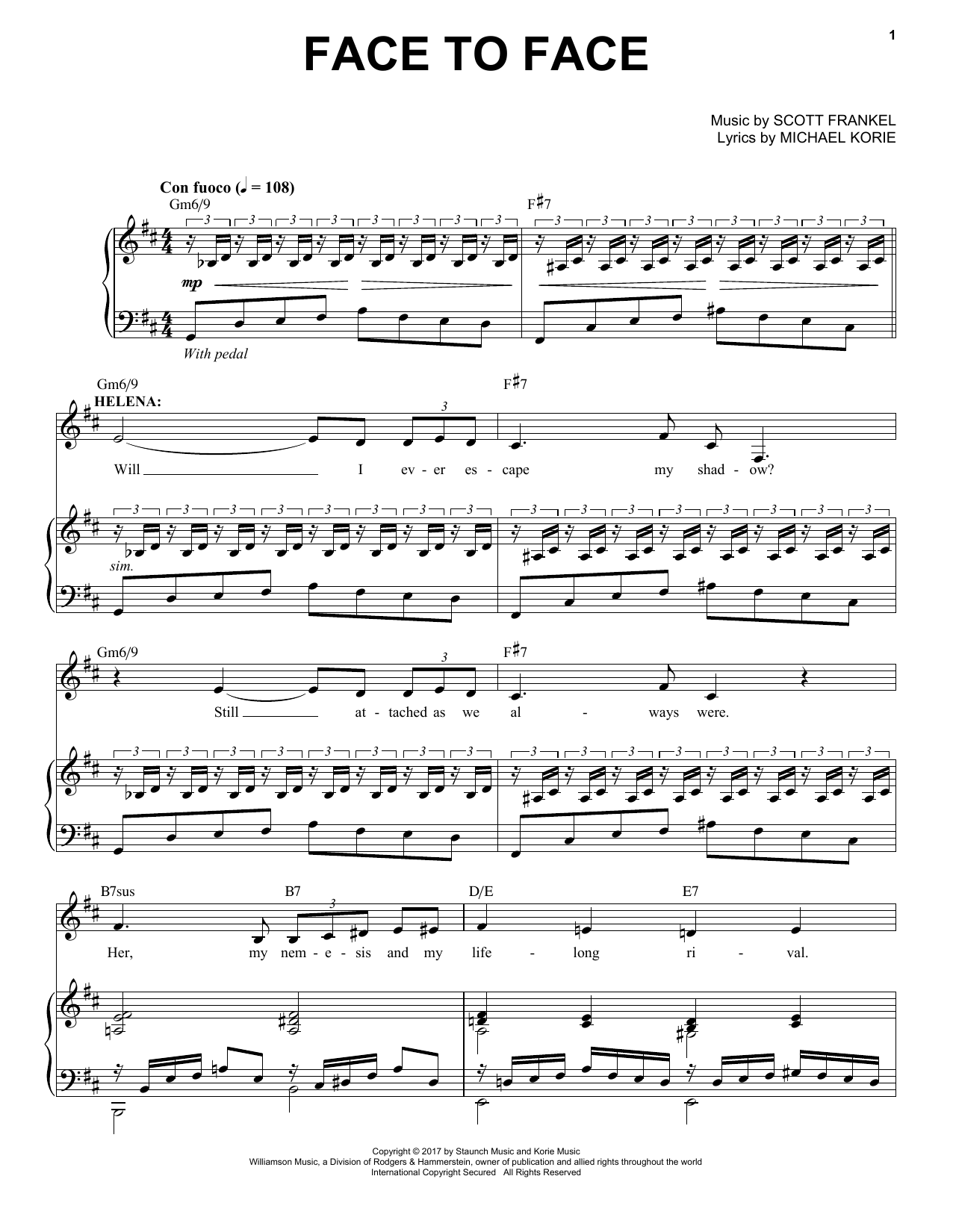 Scott Frankel & Michael Korie Face To Face Sheet Music Notes & Chords for Piano & Vocal - Download or Print PDF