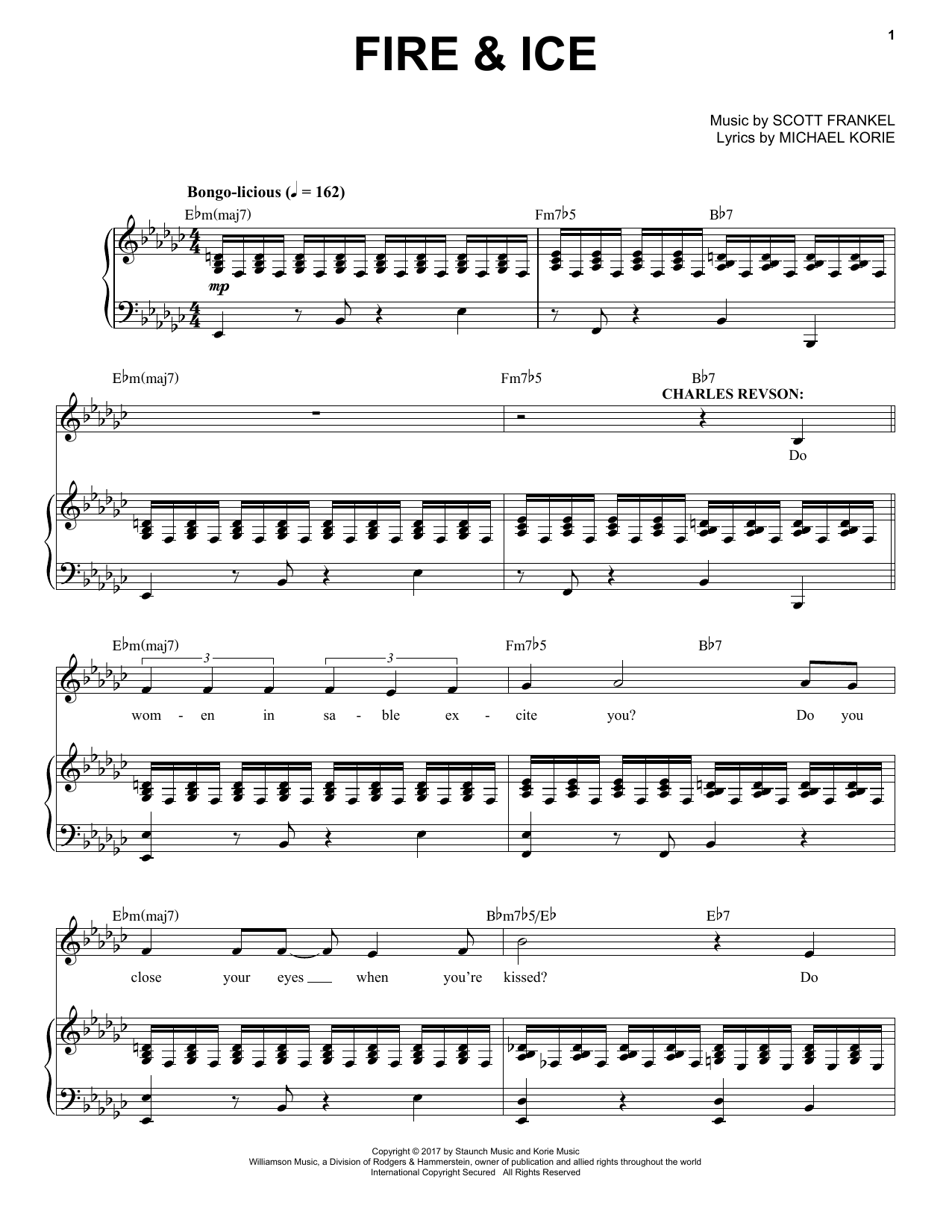 Scott Frankel & Michael Korie Fire & Ice Sheet Music Notes & Chords for Piano & Vocal - Download or Print PDF