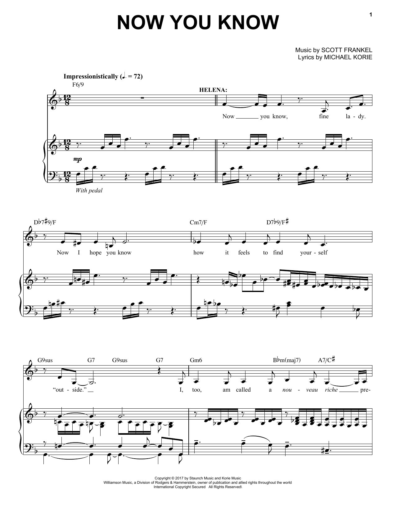 Scott Frankel & Michael Korie Now You Know Sheet Music Notes & Chords for Piano & Vocal - Download or Print PDF