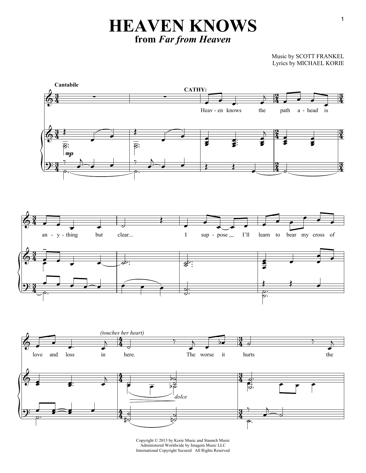 Scott Frankel Heaven Knows Sheet Music Notes & Chords for Piano & Vocal - Download or Print PDF