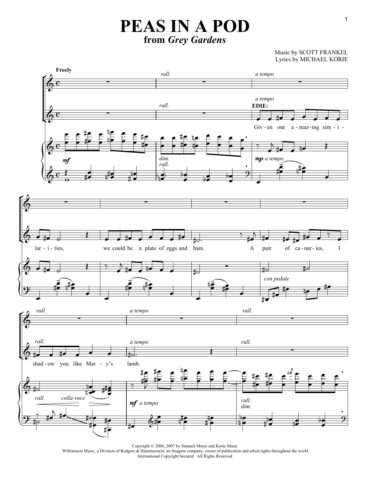 Scott Frankel Peas In A Pod Sheet Music Notes & Chords for Vocal Duet - Download or Print PDF
