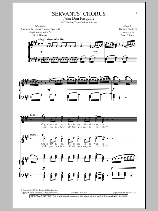 Scott Gilmore Servants' Chorus Sheet Music Notes & Chords for 2-Part Choir - Download or Print PDF