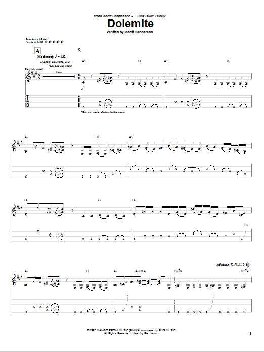 Scott Henderson Dolemite Sheet Music Notes & Chords for Guitar Tab - Download or Print PDF