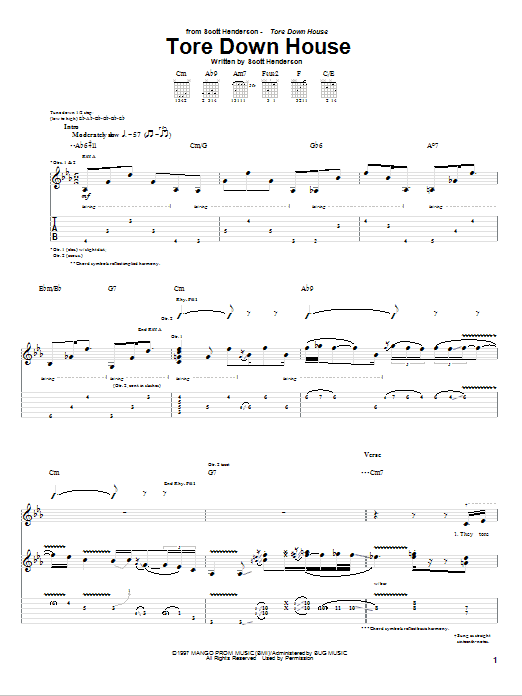 Scott Henderson Tore Down House Sheet Music Notes & Chords for Guitar Tab - Download or Print PDF