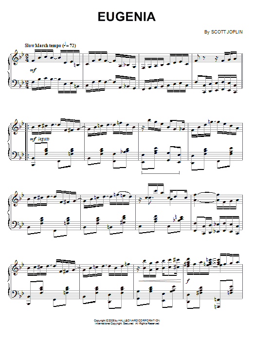 Scott Joplin Eugenia Sheet Music Notes & Chords for Piano - Download or Print PDF