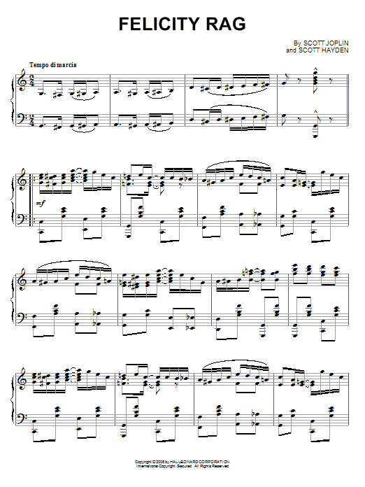 Scott Joplin Felicity Rag Sheet Music Notes & Chords for Piano - Download or Print PDF
