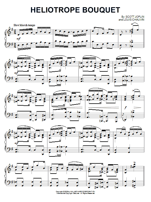 Scott Joplin Heliotrope Bouquet Sheet Music Notes & Chords for Piano Duet - Download or Print PDF