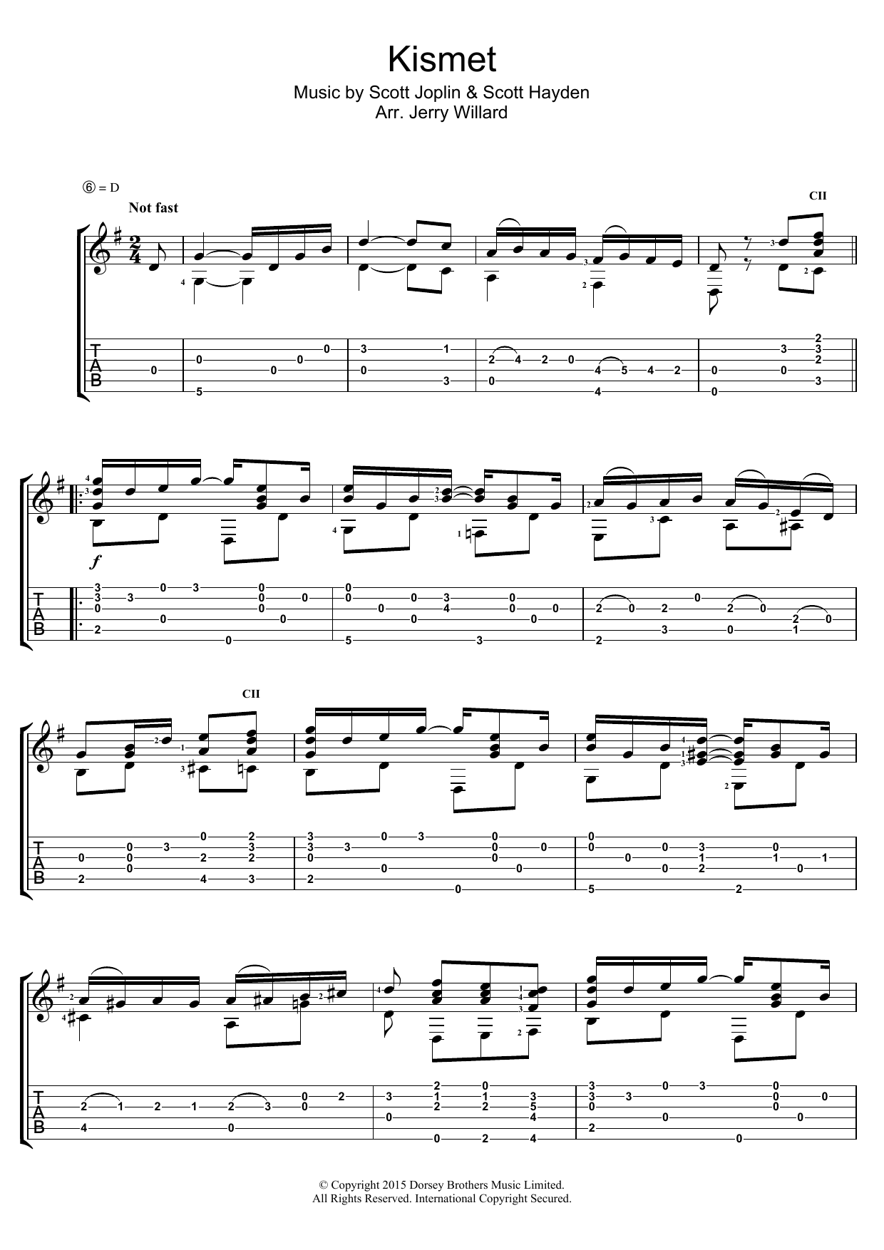 Scott Joplin Kismet Sheet Music Notes & Chords for Guitar Tab - Download or Print PDF