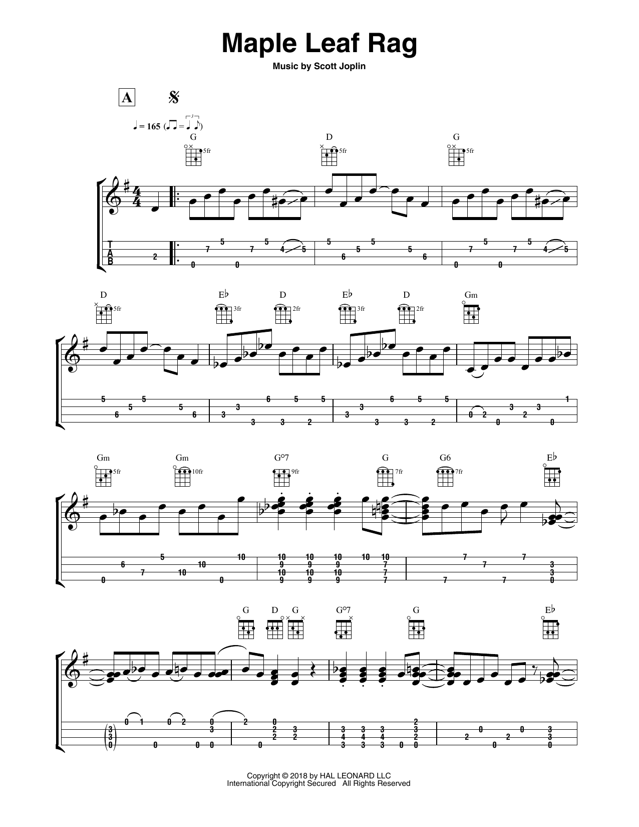 Fred Sokolow Maple Leaf Rag Sheet Music Notes & Chords for Ukulele - Download or Print PDF