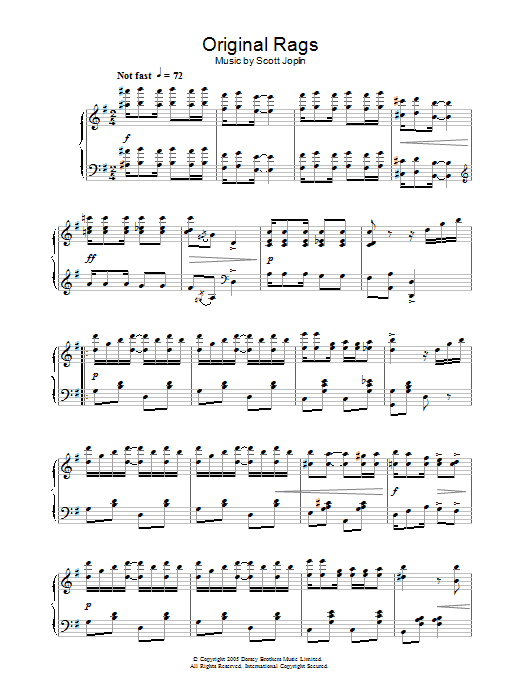 Scott Joplin Original Rags Sheet Music Notes & Chords for Easy Piano - Download or Print PDF