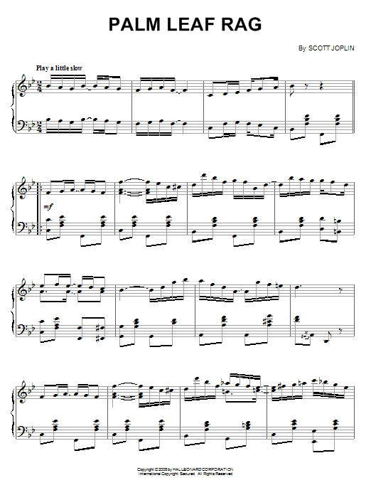 Scott Joplin Palm Leaf Rag Sheet Music Notes & Chords for Piano - Download or Print PDF
