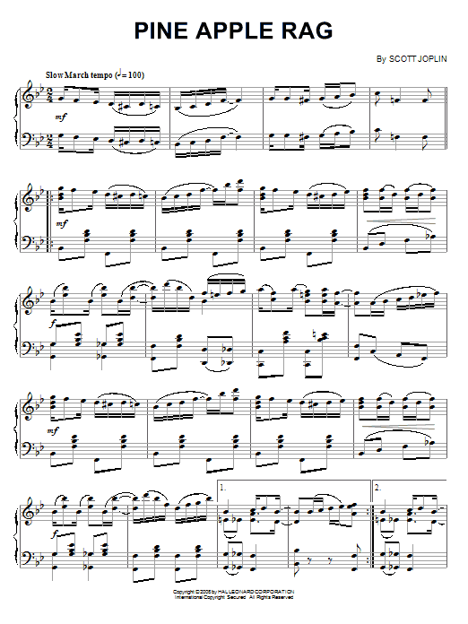 Scott Joplin Pine Apple Rag Sheet Music Notes & Chords for Xylophone Solo - Download or Print PDF