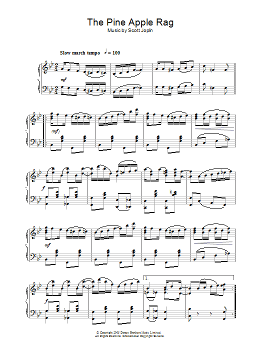 Scott Joplin Pineapple Rag Sheet Music Notes & Chords for Piano - Download or Print PDF