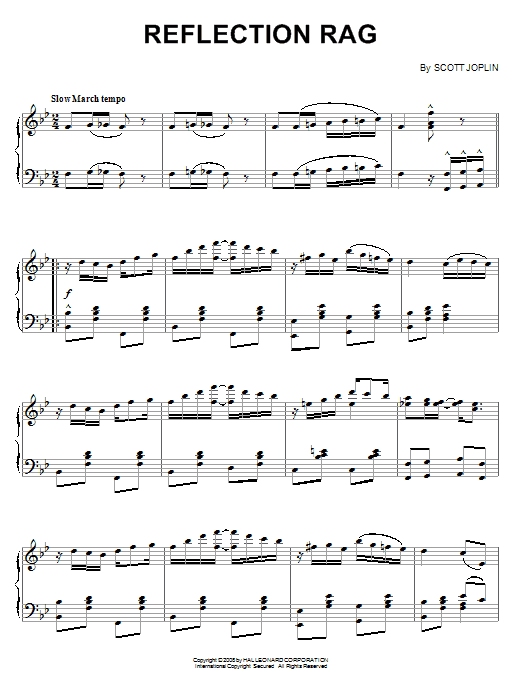 Scott Joplin Reflection Rag Sheet Music Notes & Chords for Piano - Download or Print PDF