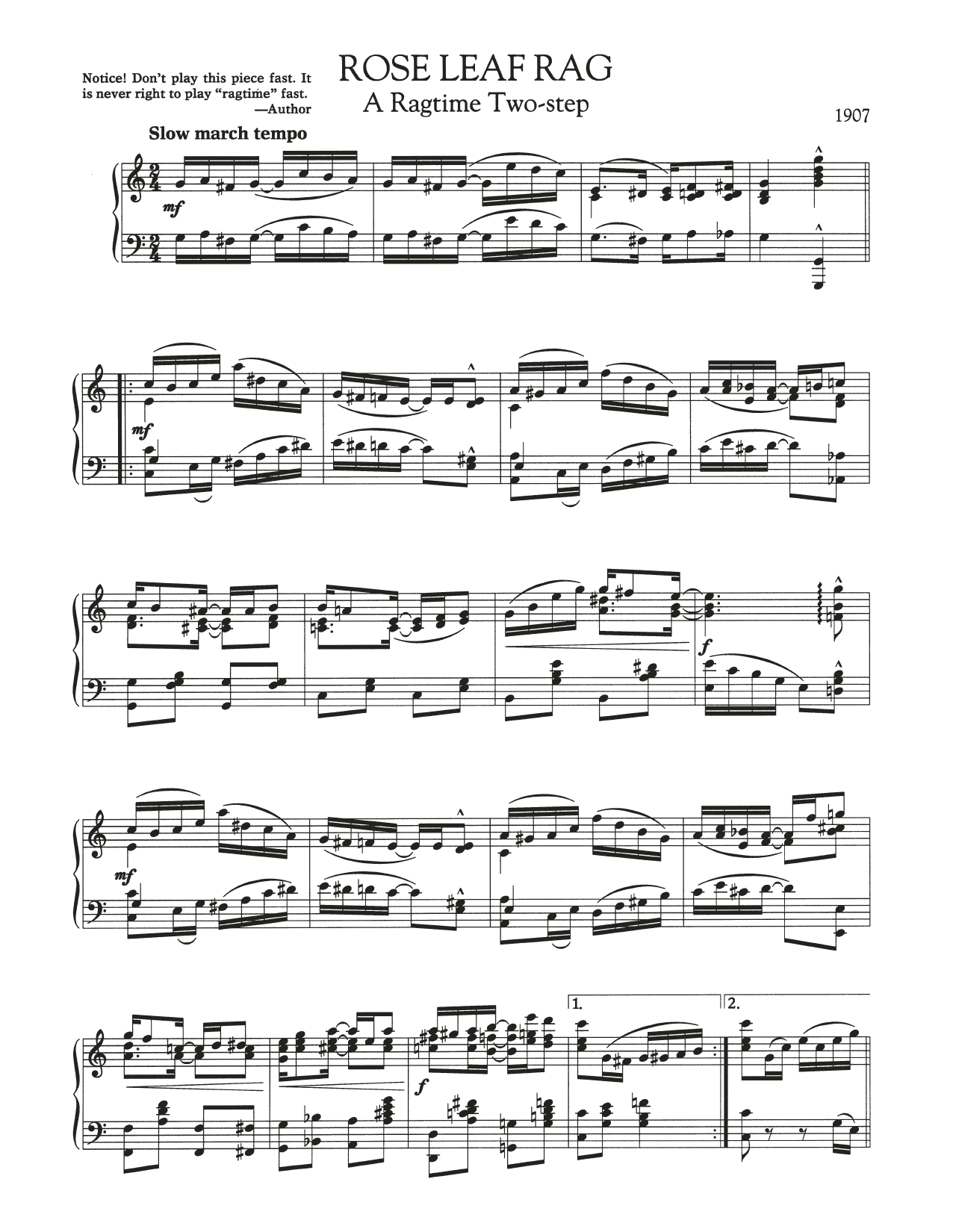 Scott Joplin Rose Leaf Rag Sheet Music Notes & Chords for Piano Solo - Download or Print PDF