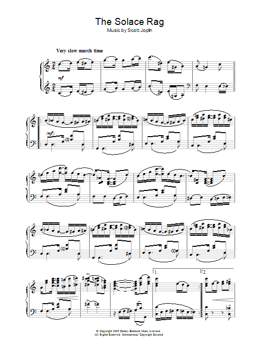 Scott Joplin Solace Rag Sheet Music Notes & Chords for Piano - Download or Print PDF