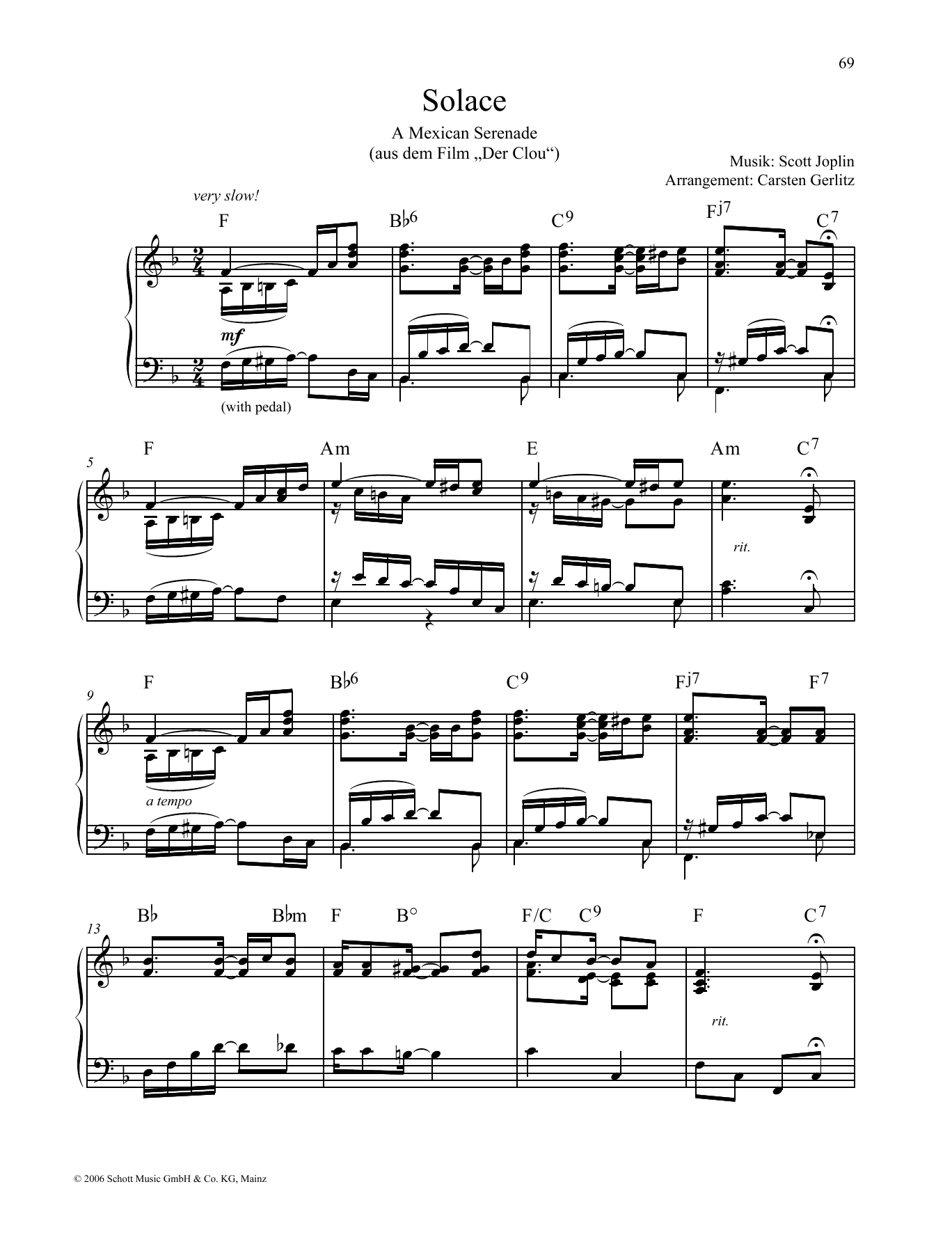 Scott Joplin Solace Sheet Music Notes & Chords for Piano Solo - Download or Print PDF