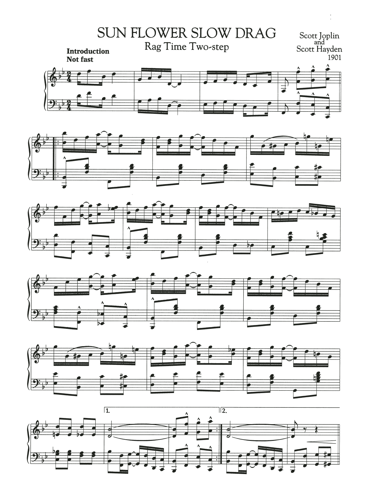 Scott Joplin Sun Flower Slow Drag Sheet Music Notes & Chords for Piano Solo - Download or Print PDF