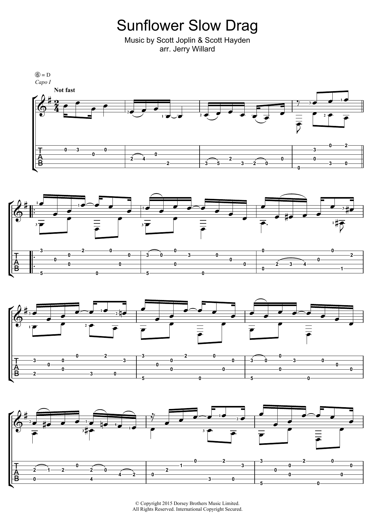 Scott Joplin Sunflower Slow Drag Sheet Music Notes & Chords for Guitar Tab - Download or Print PDF
