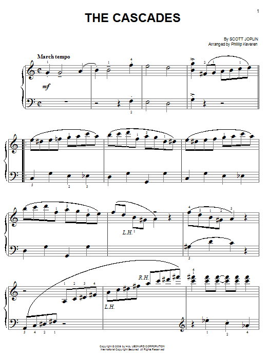 Scott Joplin The Cascades Sheet Music Notes & Chords for Easy Piano - Download or Print PDF