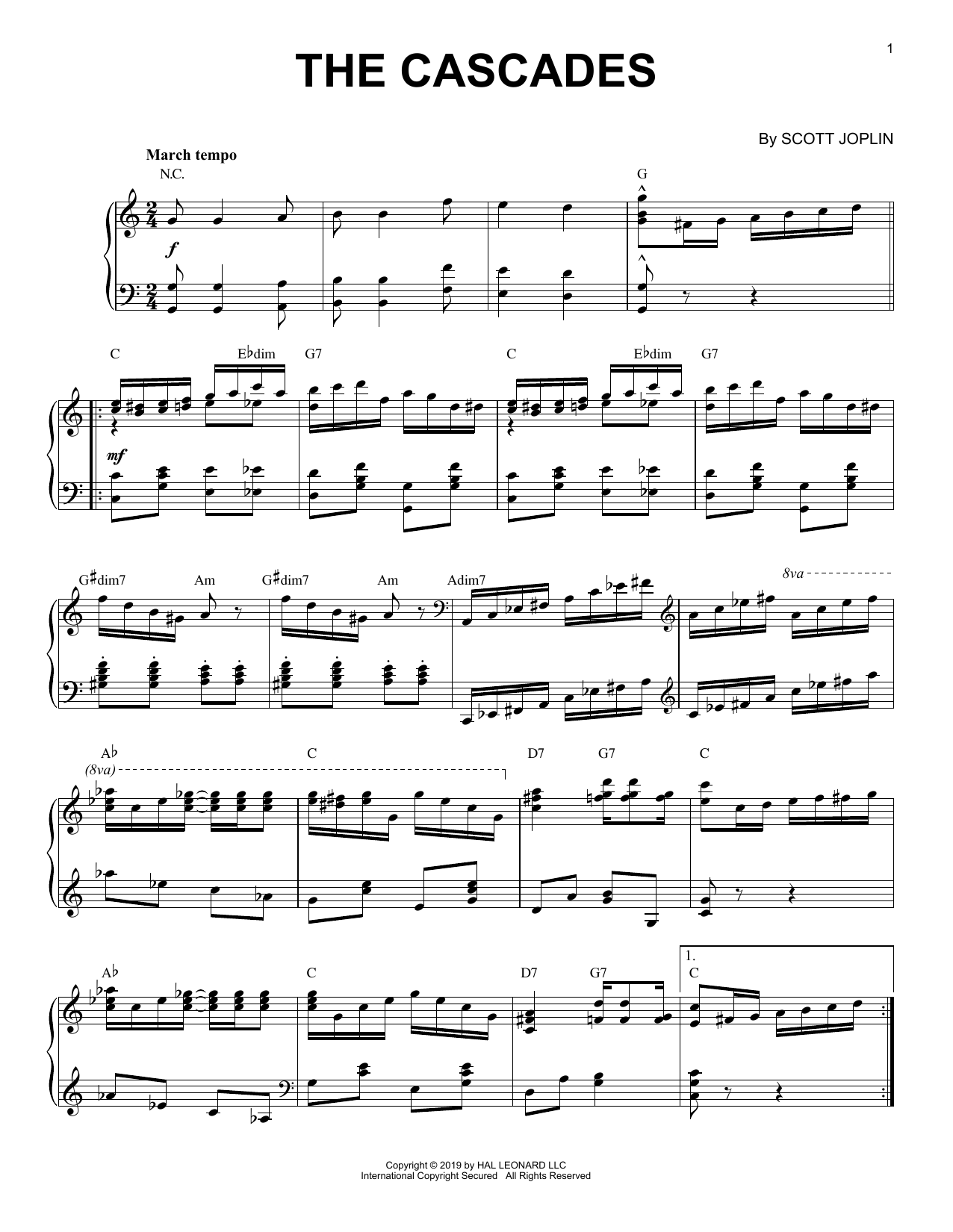 Scott Joplin The Cascades [Jazz version] Sheet Music Notes & Chords for Piano Solo - Download or Print PDF