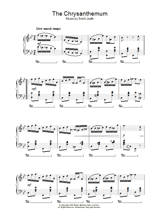 Scott Joplin The Chrysanthemum Sheet Music Notes & Chords for Piano - Download or Print PDF