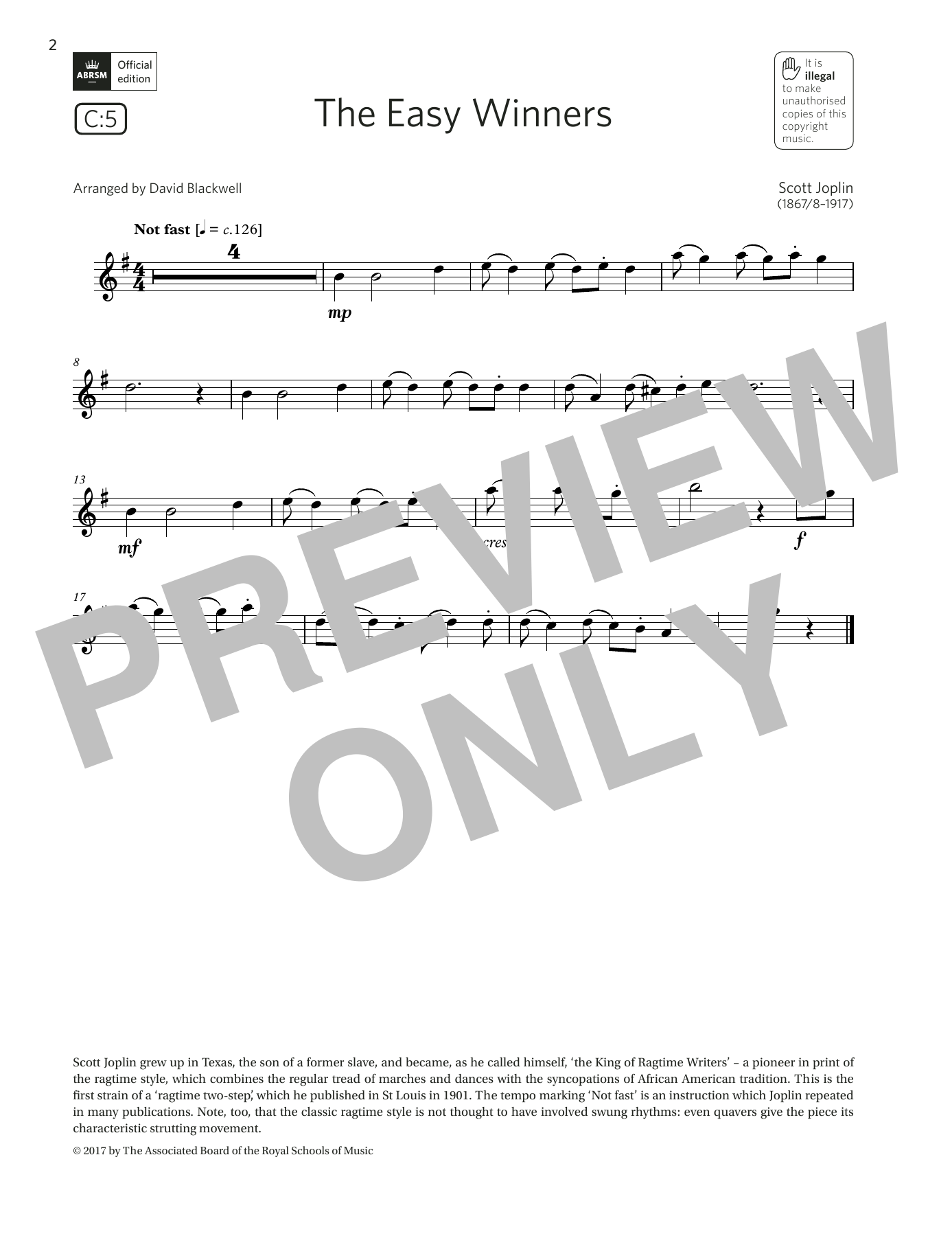 Scott Joplin The Easy Winners (Grade 1 List C5 from the ABRSM Flute syllabus from 2022) Sheet Music Notes & Chords for Flute Solo - Download or Print PDF