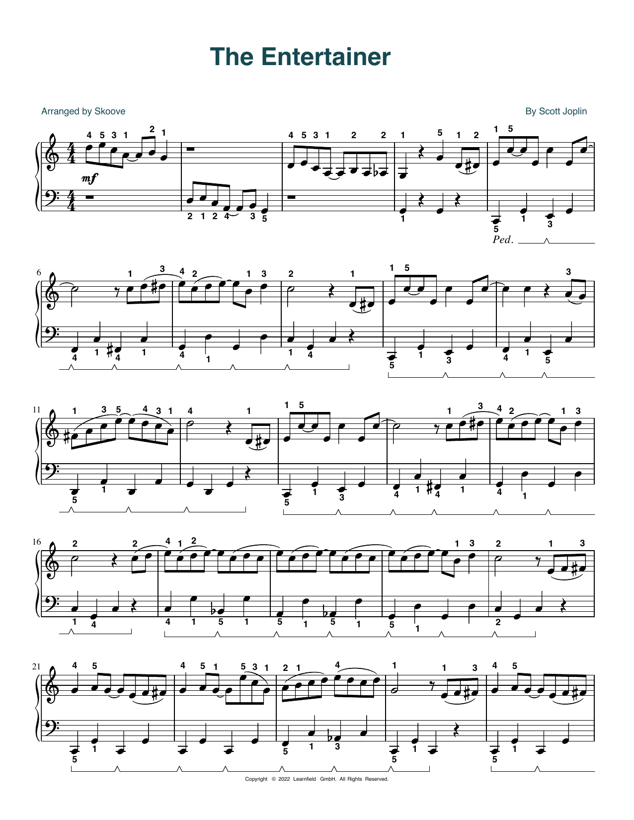 Scott Joplin The Entertainer (arr. Skoove) Sheet Music Notes & Chords for Piano Solo - Download or Print PDF