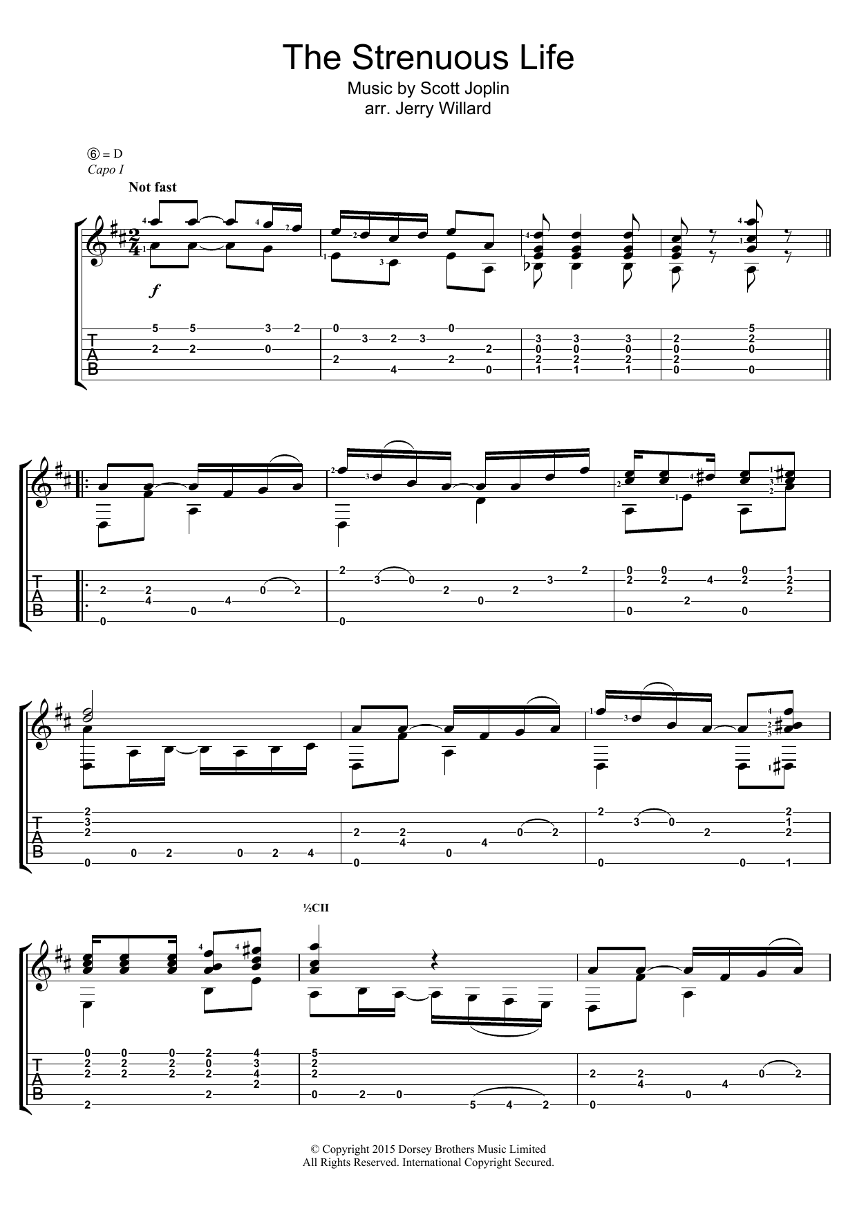 Scott Joplin The Strenuous Life Sheet Music Notes & Chords for Guitar Tab - Download or Print PDF