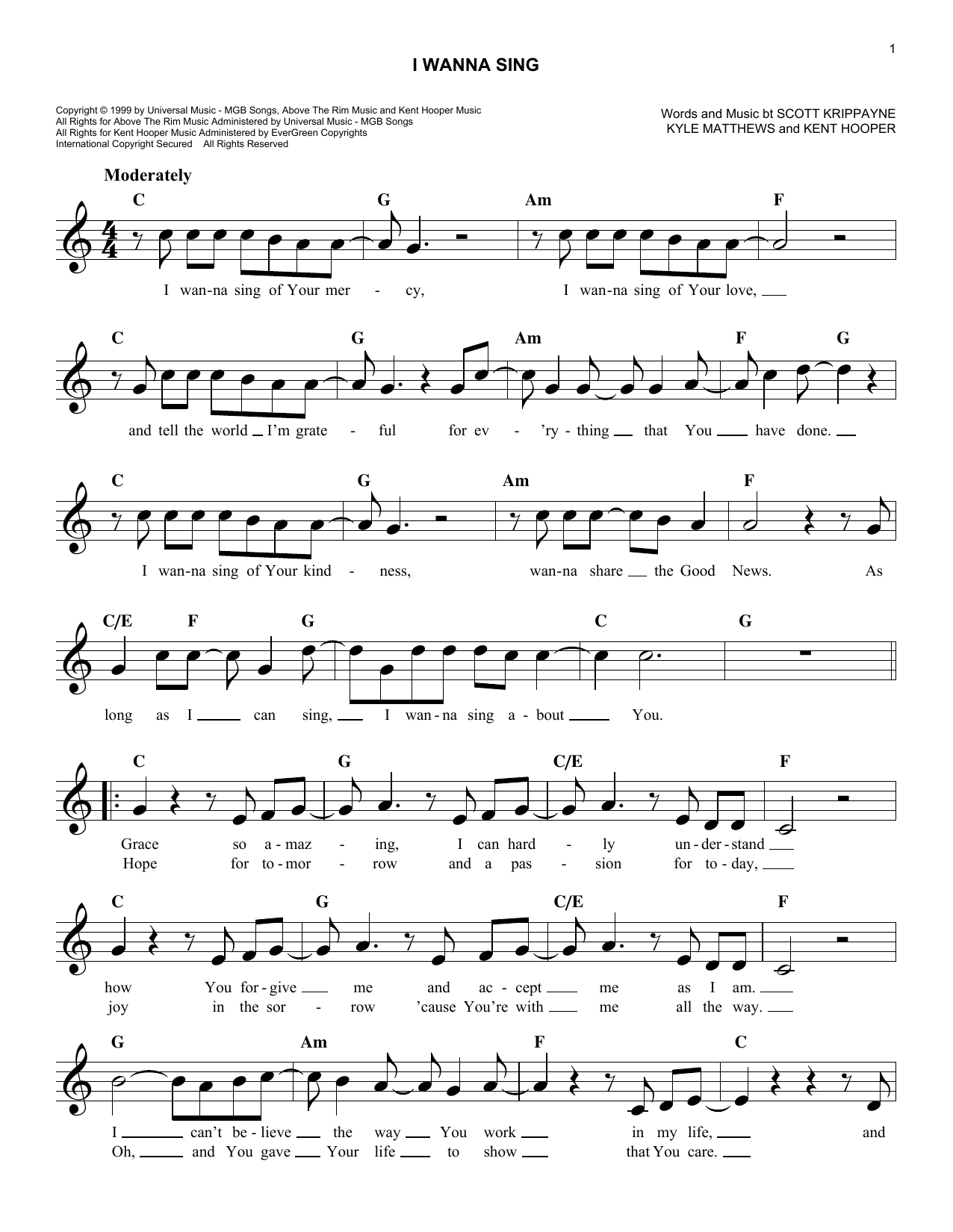 Scott Krippayne I Wanna Sing Sheet Music Notes & Chords for Melody Line, Lyrics & Chords - Download or Print PDF