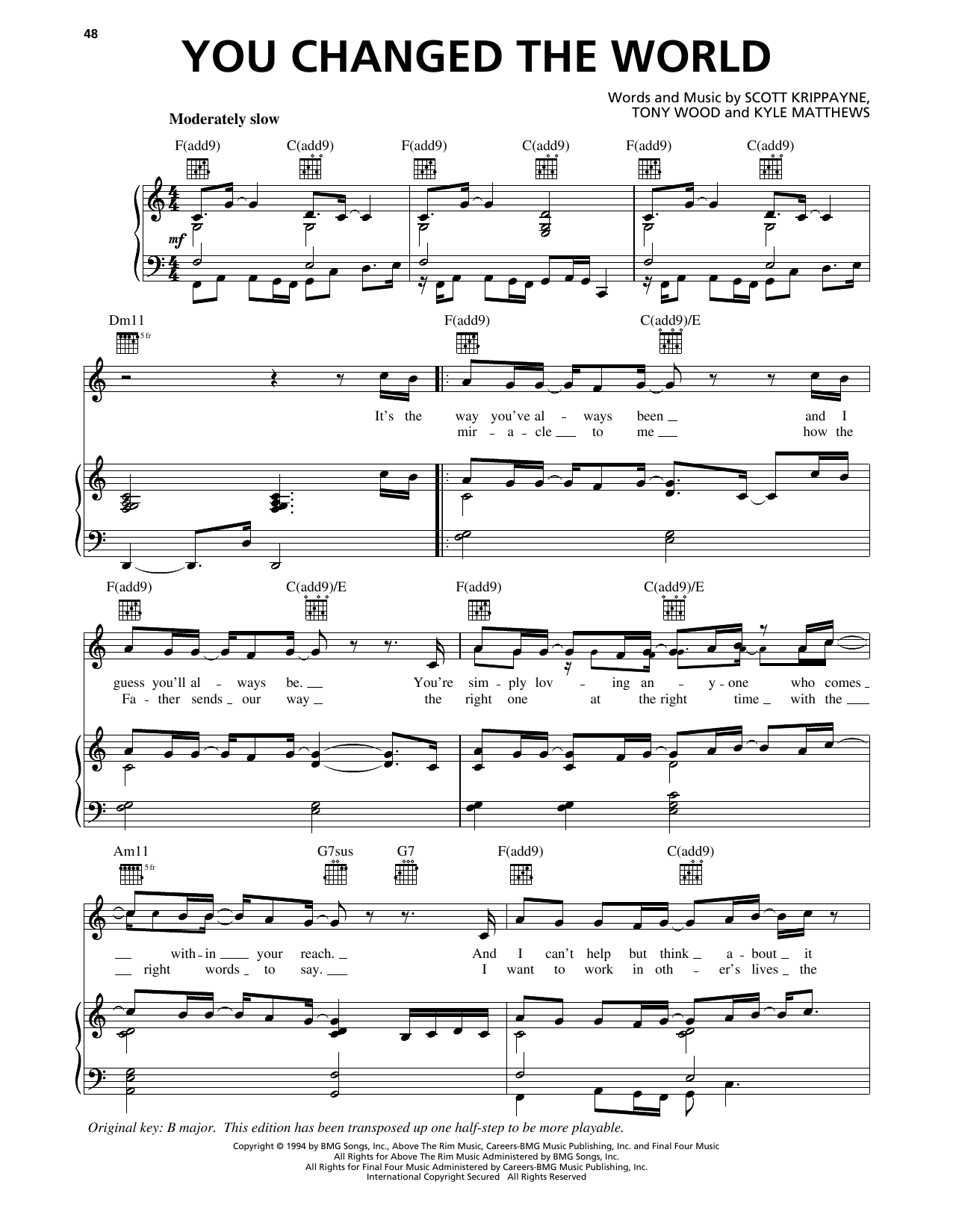 Scott Krippayne You Changed The World Sheet Music Notes & Chords for Piano, Vocal & Guitar Chords (Right-Hand Melody) - Download or Print PDF Scott Krippayne You Changed The World Sheet Music Notes & Chords for Piano, Vocal & Guitar Chords (Right-Hand Melody) - Download or Print PDF