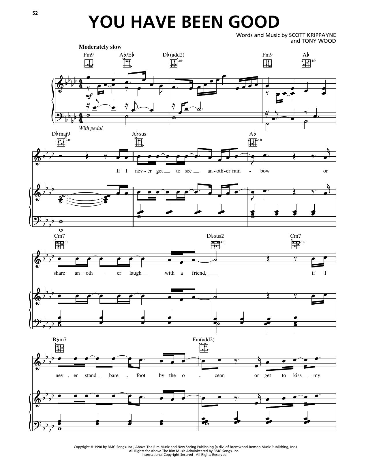Scott Krippayne You Have Been Good Sheet Music Notes & Chords for Piano, Vocal & Guitar Chords (Right-Hand Melody) - Download or Print PDF