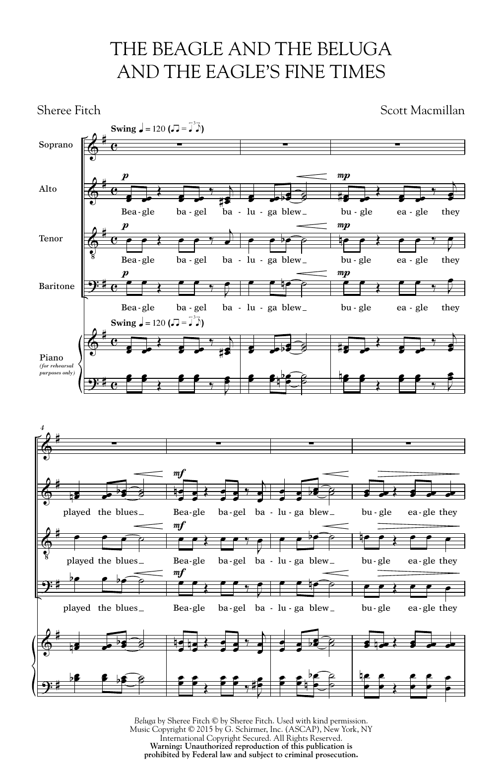 Scott MacMillan The Beagle And The Beluga And The Eagle's Fine Times Sheet Music Notes & Chords for SATB - Download or Print PDF