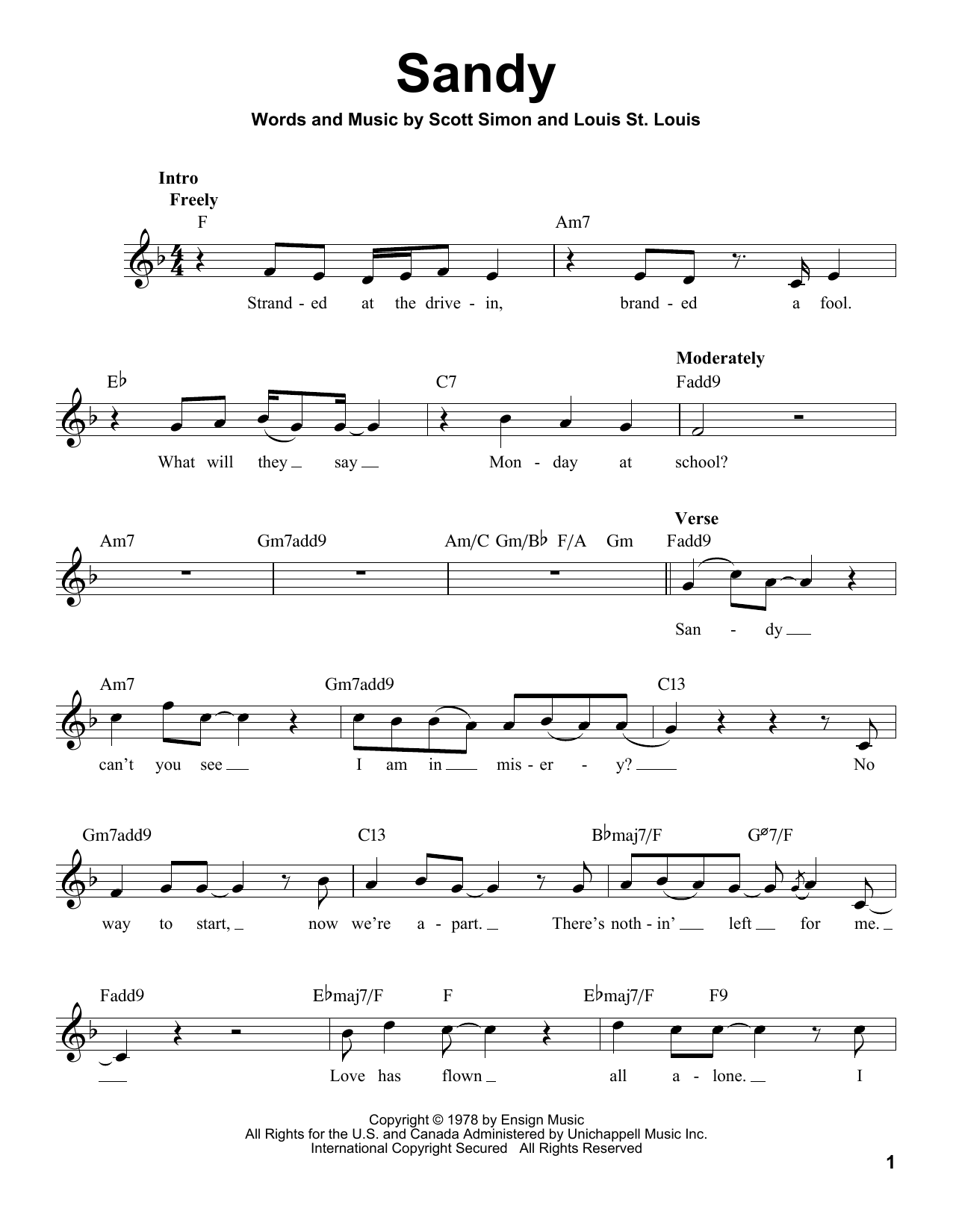 Scott Simon Sandy Sheet Music Notes & Chords for Voice - Download or Print PDF